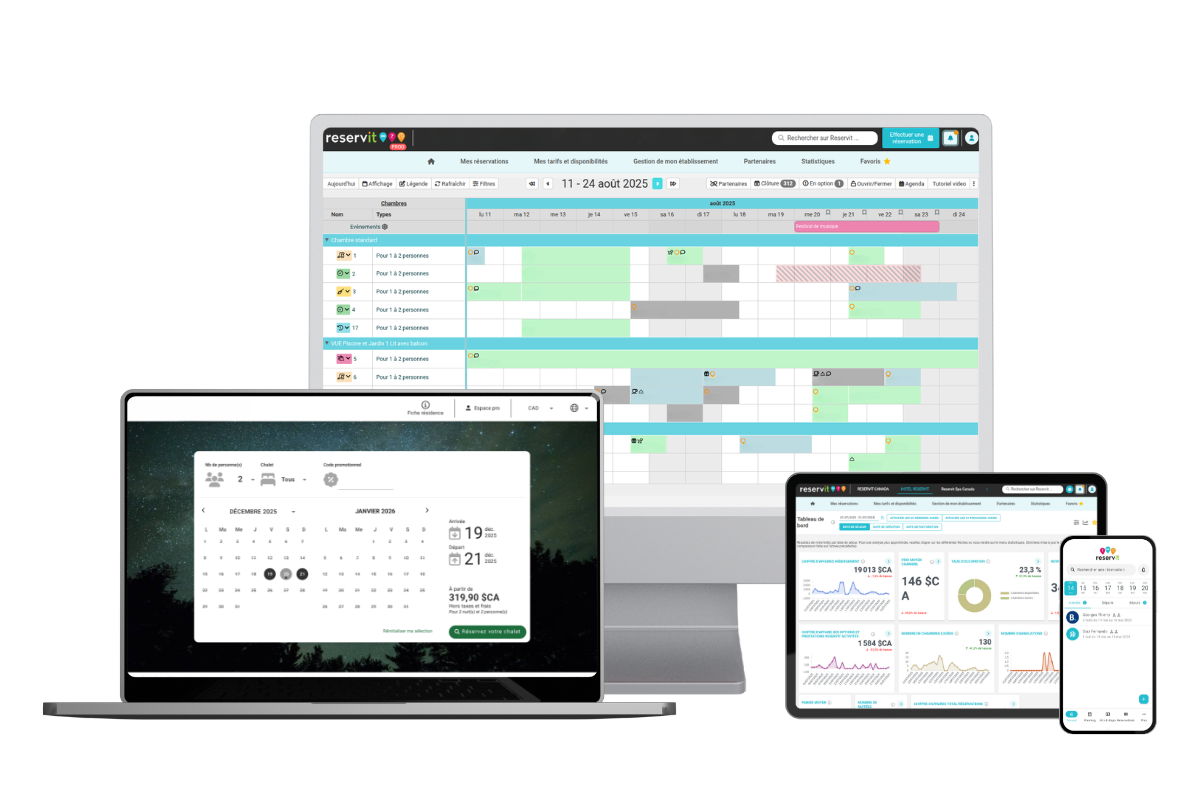 Reservit chalet software — website and booking preview